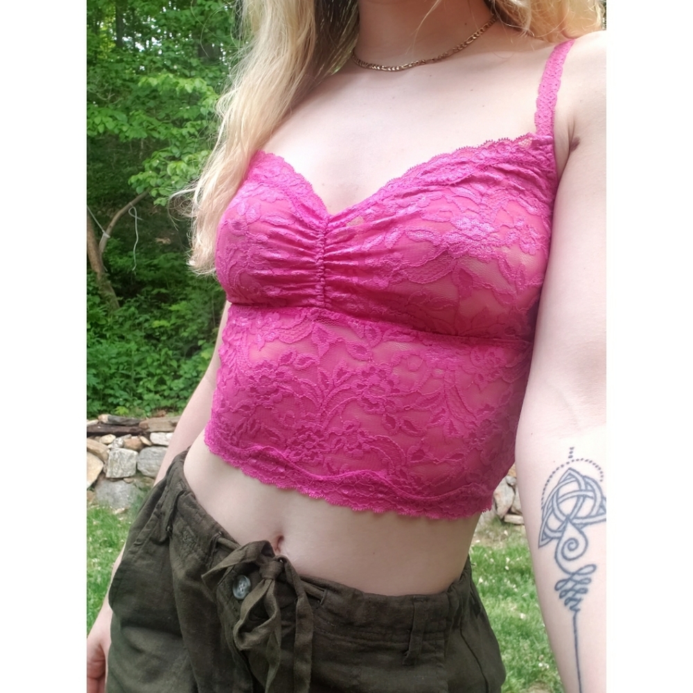 Pink Lace Crop